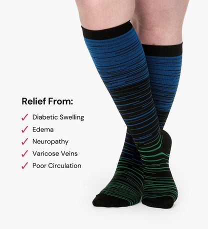 Everstride™ Advanced Wide Compression Socks For Pain Relief (Stripes)
